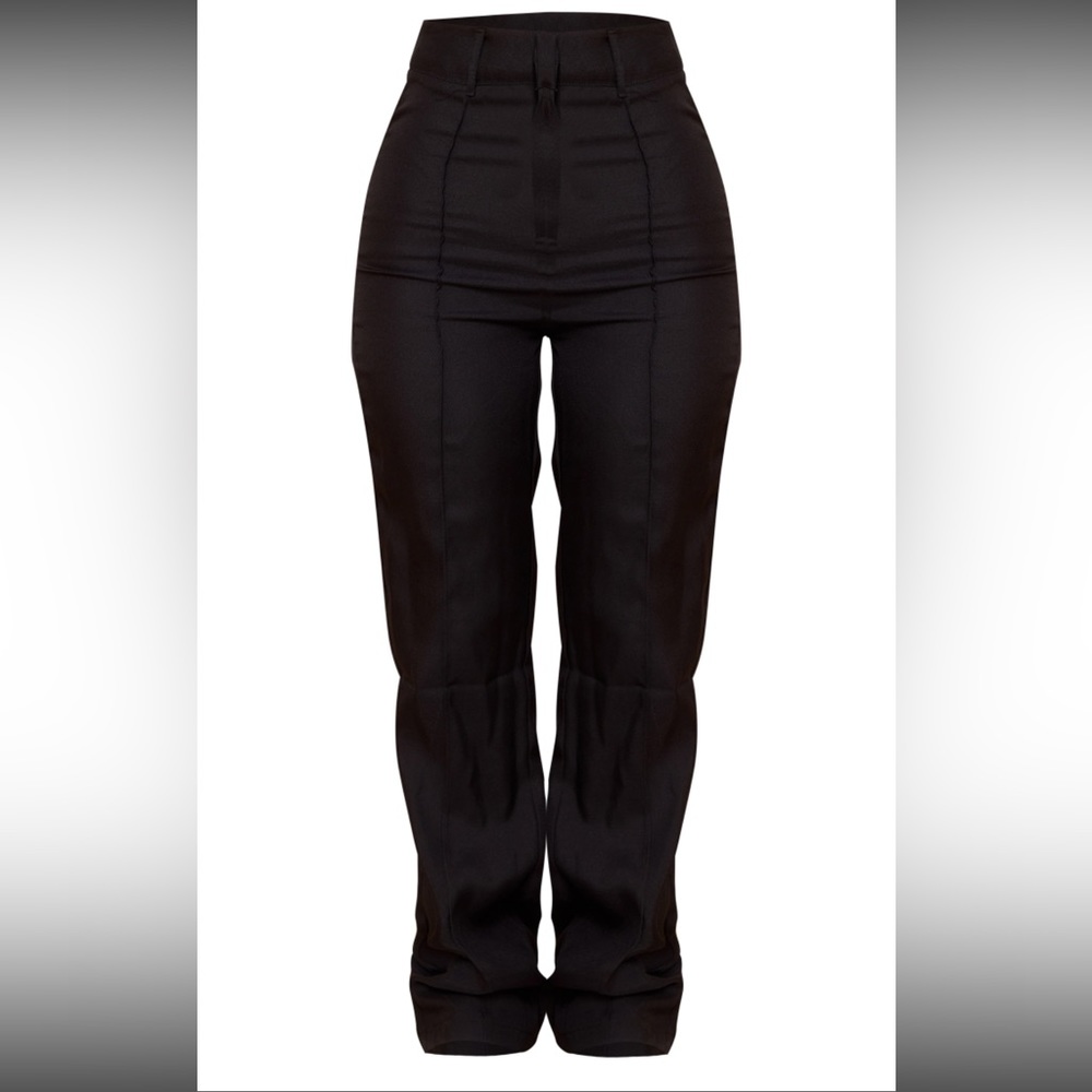 Petite Black High Waisted Straight Leg Pants